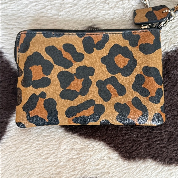 Coach Leopard Print Wristlet in Tan and Black - Picture 2 of 3